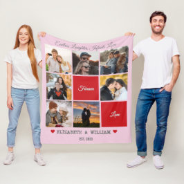 Personlig Photo Collage Blanket - Rosa Version Fleecefilt