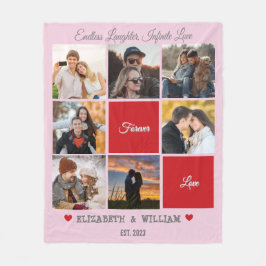 Personlig Photo Collage Blanket - Rosa Version Fleecefilt