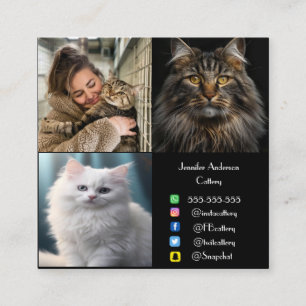 Personlig Photo Collage Cattery Affärskort Fyrkantigt Visitkort