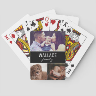 Personlig Photo Collage Family Namn Anpassningsbar Casinokort