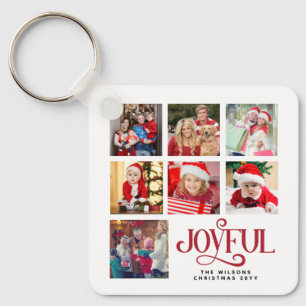 Personlig Photo Collage Family Namn jul Nyckelring