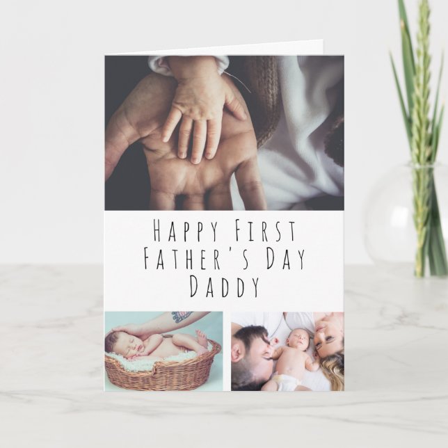 Personlig Photo Collage First Fars dag Card Kort (Framsida)