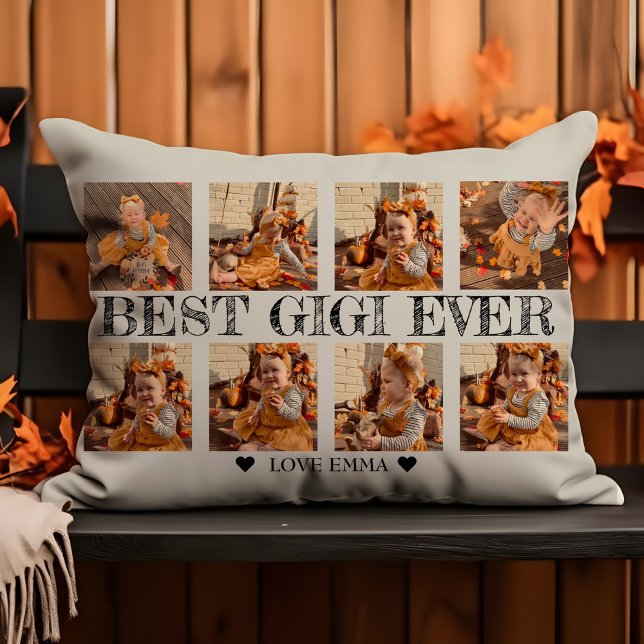 Personlig Photo Collage Gift Best Gigi nånsin Prydnadskudde (Skapare uppladdad)