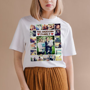 Personlig Photo Collage-hjärtan och text T Shirt