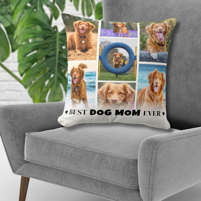 Personlig Photo Collage Hund Mamma Kudde (Personalized Photo Collage Dog Mom Throw Pillow )