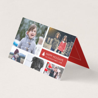 Personlig Photo Collage Julafton Red Rand Kort