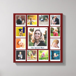 Personlig Photo Collage Modern Family Keepsak Canvastryck