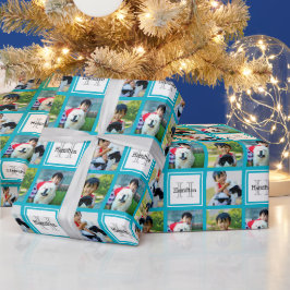 Personlig Photo Collage Monogram Initial Namn Presentpapper