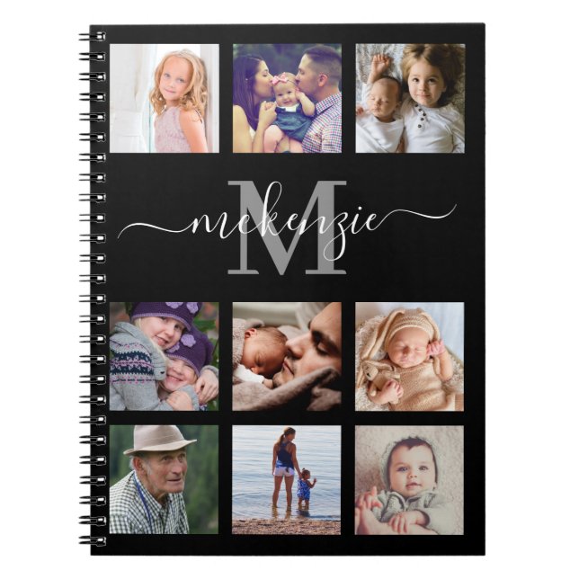 Personlig Photo Collage Monogram Namn Anteckningsbok (Framsidan)