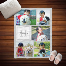 Personlig Photo Collage Monogrammed Grått Gift
