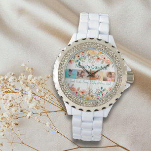 Personlig Photo Collage Nana Grandmas Garden Armbandsur
