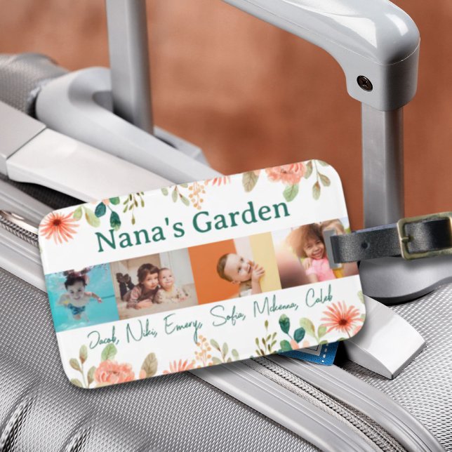Personlig Photo Collage Nana Grandmas Garden Bagagebricka (Personalized Photo Collage Nana Grandma's Garden Luggage Tag)