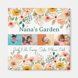 Personlig Photo Collage Nana Grandmas Garden Magnet