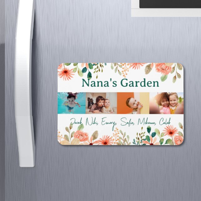 Personlig Photo Collage Nana Grandmas Garden Magnet (Personalized Photo Collage Nana Grandma's Garden Magnet)