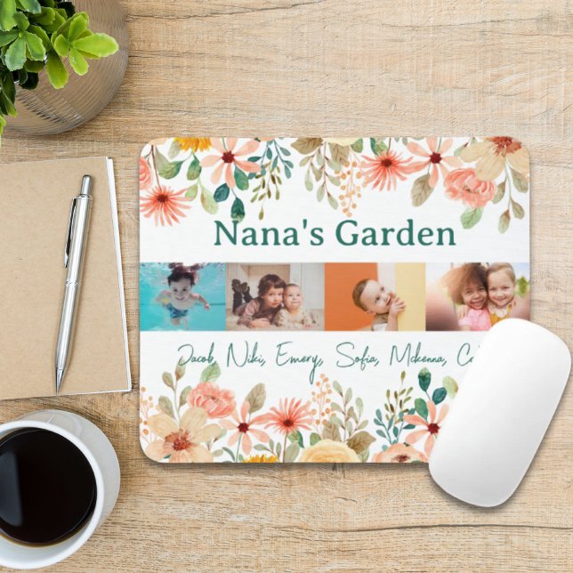 Personlig Photo Collage Nana Grandmas Garden Musmatta (Personalized Photo Collage Nana Grandma's Garden Mouse Pad)