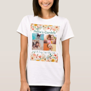 Personlig Photo Collage Nana Grandmas Garden T Shirt