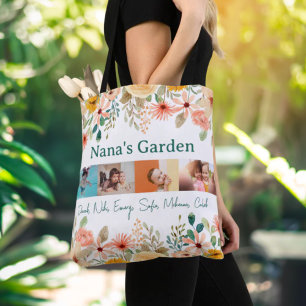 Personlig Photo Collage Nana Grandmas Garden Tygkasse