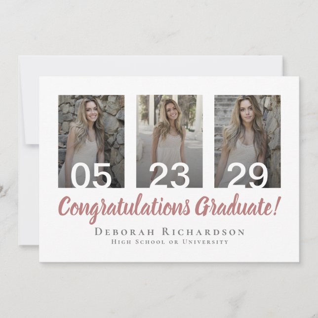 Personlig Photo Collage Ro Guld Studenten Kort (Framsida)