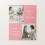 Personlig Photo Collage Rosa Best Friends Namn Pussel<br><div class="desc">Fira din vänskap med det här vackra pusslet med två foto rosa, designat bara för bästa vänner! Det här pusslet är perfekten för att fånga dina favoritminnen med BFF, som har ett block stil i trendig och ett modernt estetiskt centrum. De mjuka rosorna och den unika designen gör detta till...</div>