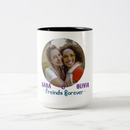PERSONLIG PHOTO COLLEGE FRIENDS FOREVER GIFT Två-Tonad MUGG
