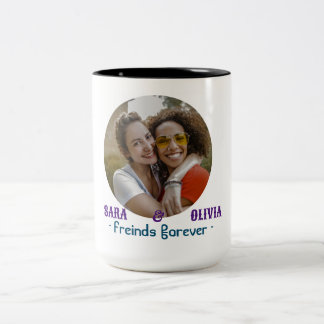 PERSONLIG PHOTO COLLEGE FRIENDS FOREVER GIFT Två-Tonad MUGG