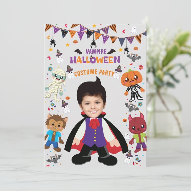 Personlig Photo Costume Party Halloween Kids Inbjudningar (Stående Fram)
