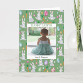 Personlig Photo Cute Grönt Påskhare Rabbit Helgkort