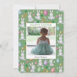 Personlig Photo Cute Grönt Påskhare Rabbit Julkort