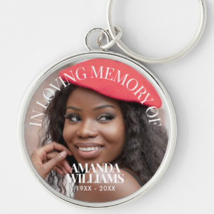 Personlig Photo Elegant Memorial Rund Silverfärgad Nyckelring