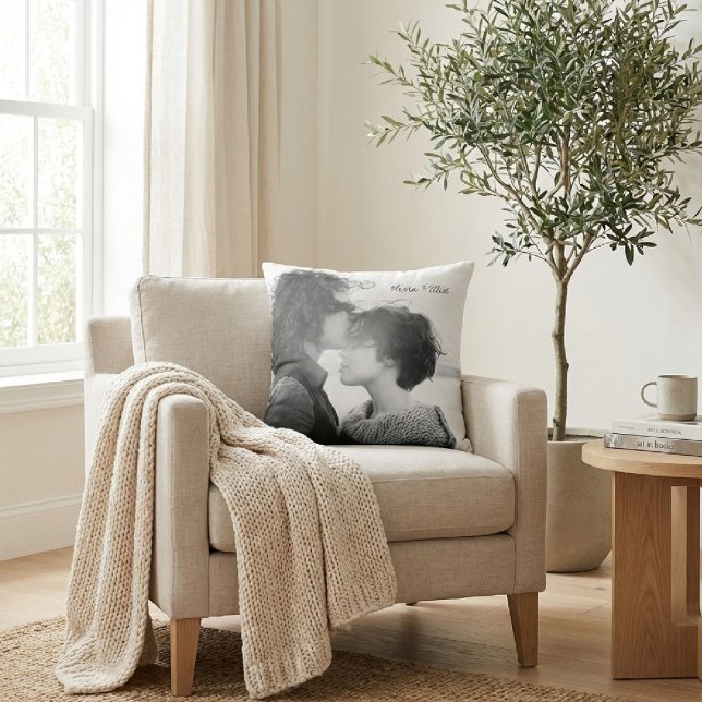 Personlig Photo Elegant Script-annons Kudde (Skapare uppladdad)