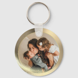 Personlig Photo Family Porträtt Golden Keychain Nyckelring