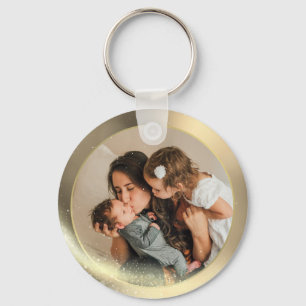 Personlig Photo Family Porträtt Golden Keychain Nyckelring