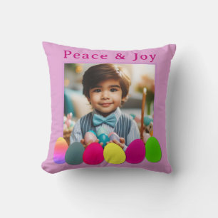 Personlig Photo Färgad Eggs Peace Joy Påsk Kudde
