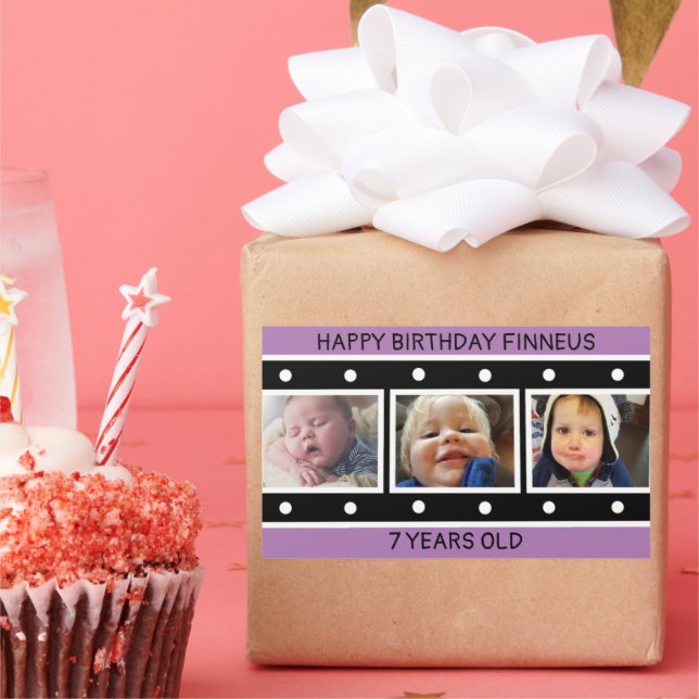 Personlig Photo Filmstring Birthday Rektangulärt Klistermärke (Part)