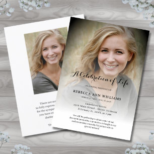 Personlig Photo Firande of Life Funeral Inbjudningar