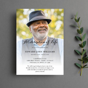 Personlig Photo Firande of Life Funeral Inbjudningar