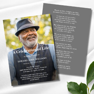Personlig Photo Firande of Life Funeral Inbjudningar