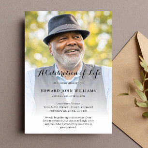 Personlig Photo Firande of Life Funeral Inbjudningar