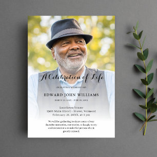 Personlig Photo Firande of Life Funeral Inbjudningar