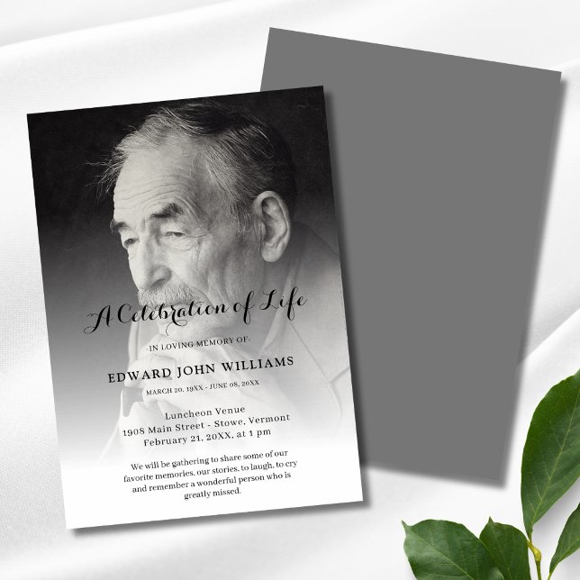 Personlig Photo Firande of Life Funeral Inbjudningar (Photo Celebration of Life Invitation)