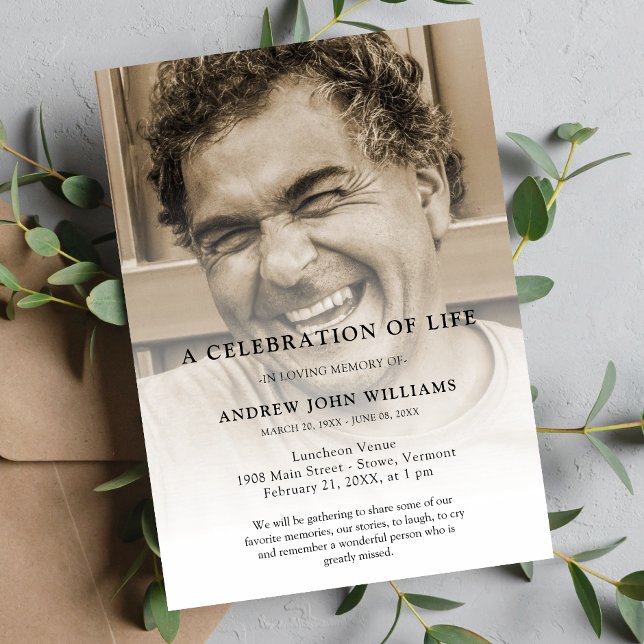 Personlig Photo Firande of Life Funeral Inbjudningar (Celebration of Life Photo Invitation)