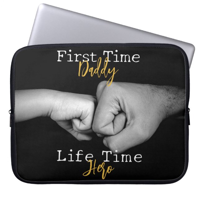 Personlig Photo First Time Pappa Life Hero Laptop Fodral (Framsidan)