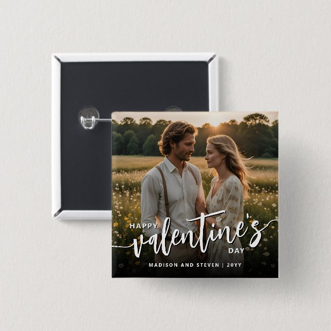 Personlig Photo Glad Alla hjärtans dag-Elegant Knapp (Framsida & baksida)