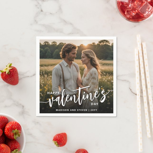 Personlig Photo Glad Alla hjärtans dag-Elegant Pappersservett (Insitu)