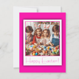 Personlig Photo Glad påsk Deep Rosa Elegant Julkort