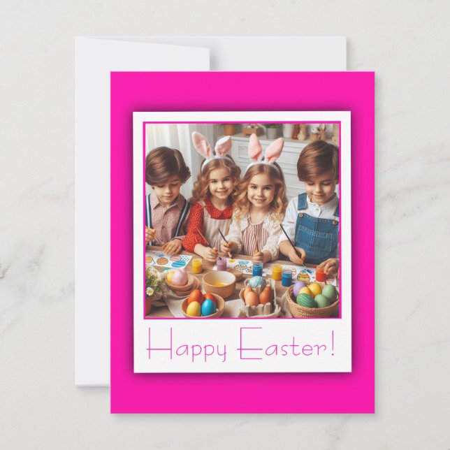Personlig Photo Glad påsk Deep Rosa Elegant Julkort (Framsida)