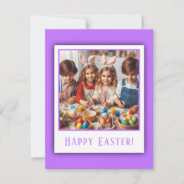 Personlig Photo Glad påsk Lila Elegant Julkort