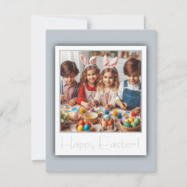 Personlig Photo Glad påsk Silver Elegant Julkort