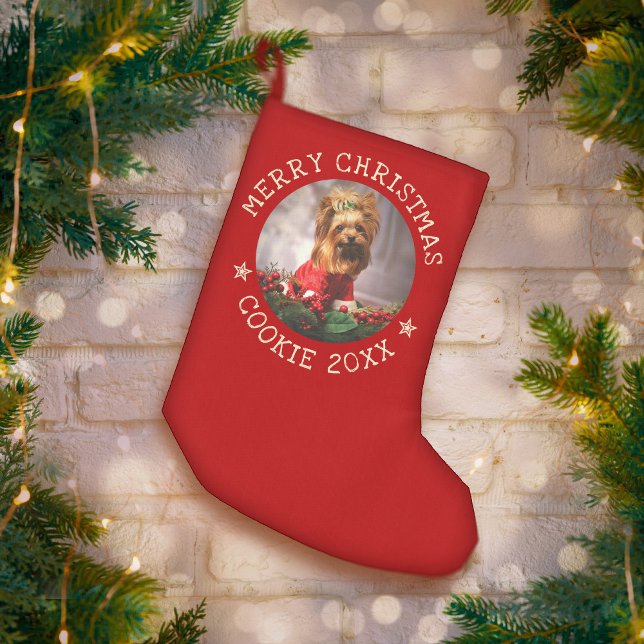 Personlig Photo God jul Hund Cute Pet Liten Julstrumpa (Skapare uppladdad)