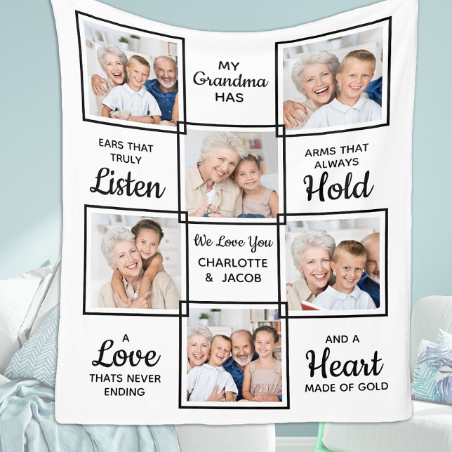 Personlig Photo Grandmor Kärlek You Grandma Fleecefilt (Skapare uppladdad)